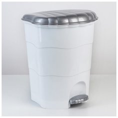 Ведро для мусора с педалью 18л (бело-серый) 4879292 Violet