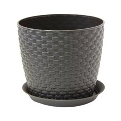 Кашпо IDEA (М-Пластика) с поддоном Ротанг 3 л (18 х 15.8 см) коричневый
