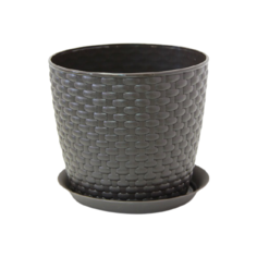 Кашпо IDEA (М-Пластика) с поддоном Ротанг 15.5 x 13.6 см коричневый