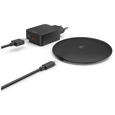 Беспроводное зарядное устройство Hama FC15 Metal универсальное кабель USB Type C (00187263) (черный)