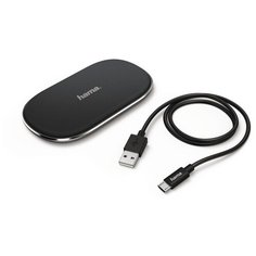 Беспроводное зарядное устройство Hama FC-10 FABRIC кабель USB (00183344) (черный/серебристый)