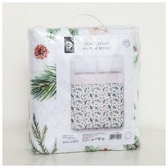 Покрывало Этель Еловые ветви, 210 х 230 см, белый/зеленый