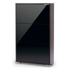 Обувница Vental Viva-3LW , размер (ШхГ): 69.5х17 см , цвет: венге/черное стекло