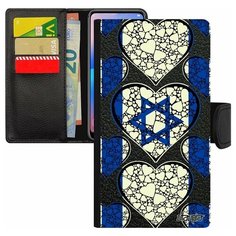 Чехол- книжка на смартфон iPhone 7, "Флаг Израиля с сердцем" Любовь Страна Utaupia