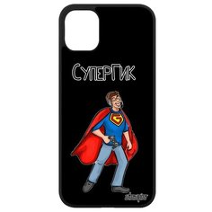 Красивый чехол на смартфон // Apple iPhone 11 // "Супергик" Комикс Супергерой, Utaupia, черный