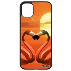 Противоударный чехол на смартфон // Apple iPhone 11 // "Фламинго" Сердце Самец, Utaupia, оранжевый