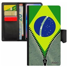 Чехол книжка на смартфон Apple iPhone 7, "Флаг Бразилии на молнии" Государственный Патриот Utaupia