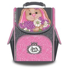 Jack & Lin Ранец Зайка с Букетом "Для тебя..." (JL-092018-1), серый/розовый
