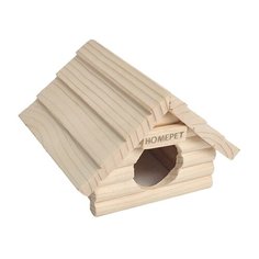 Домик для мелких грызунов HOMEPET 13 см х 13,5 см х 10 см, деревянный.
