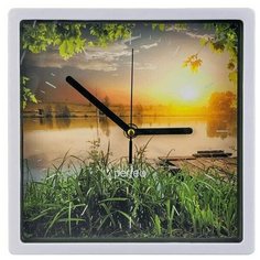 Настенные часы Perfeo "PF-WC-005", квадратные 22*22 см, белый/ озеро