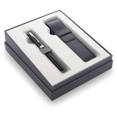 Parker 2121709 Набор 2020: перьевая Sonnet Core F530, Lacquer Deep Black CT (Перо M) + чехол для ручки