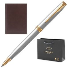 Parker 1931507-0545226I-010 Набор: Шариковая Sonnet Core K527, Stainless Steel GT и коричневый недат. ежедневник из иск. кожи Portland