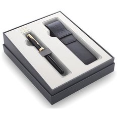 Parker 2121710 Набор 2020: перьевая Sonnet Core F530, Lacquer Deep Black GT (Перо M) + чехол для ручки
