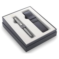 Parker 2121708 Набор 2020: перьевая Sonnet Core F526, Stainless Steel CT (Перо M) + чехол для ручки