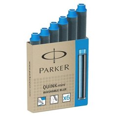 Parker S0767240 Картриджи с неводостойкими чернилами Quink для перьевой ручки Z17, короткий (MINI) цвет: смываемый синий (Washable Blue)