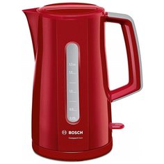 Чайник электрический Bosch TWK3A014, 1.7 л, 2400 Вт, красный