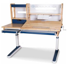 Детский стол Mealux Oxford Wood с полкой Синий + подставка для книг