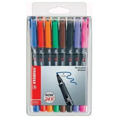 Маркер- ручка перманентный STABILO OHPen universal 1мм, 8 цветов в наборе