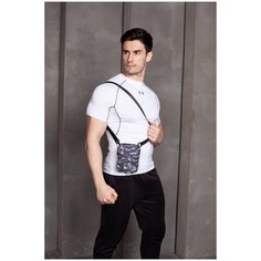 Сумка на плечо Umbro Diego Pocket. Удобная сумка из полиэстера через плечо с Umbro с регулируемым ремешком, серо- черный, 1 литр, 13 х 3 х 18 см