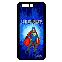 Необычный чехол на смартфон // Honor 9 // "Супербайкер" Шутка Мотоциклист, Utaupia, синий