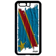 Красивый чехол на смартфон // Honor 9 // "Флаг Конго Киншаса на ткани" Страна Государственный, Utaupia, белый