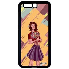 Качественный чехол на смартфон // Honor 9 // "Девушка и цветы" Портрет Аниме, Utaupia, желтый