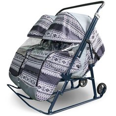 Санки- коляска Galaxy Близняшки/Финляндия серый