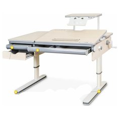 Детский стол Mealux Montreal Multicolour Lite с полкой беленый дуб - серый + подставка для книг