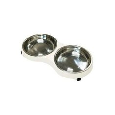 Миска SuperDesign 4-Paw Double Cat Dish белая двойная на меламиновой подставке для животных (2 х 420 мл, Белый)