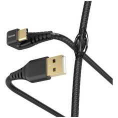 Кабель Hama 00187222 USB Type- C (m) угловой USB 2.0 (m) 1.5м черный