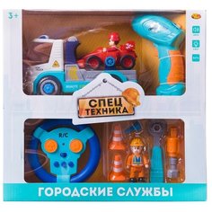 Машинка-конструктор на радиоуправлении Ab toys Cпецтехника серия Городские службы Автовоз и гоночная