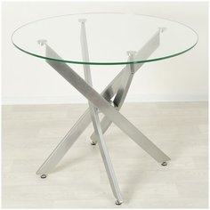 Стеклянный стол Рим-18 прозрачный/металлик D90 Mebel Apartment