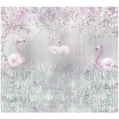 Фотообои Розовый фламинго/ Красивые уютные обои на стену в интерьер комнаты/ 3Д расширяющие пространство над кроватью или над столом/ На кухню в спальню детскую зал гостиную прихожую/ размер 300х270см/ Флизелиновые
