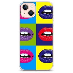 Силиконовый чехол "губы разноцветная помада" на Apple iPhone 13 / Айфон 13 Case Place