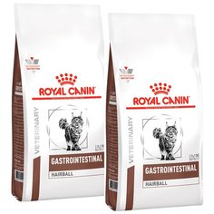 Сухой корм ROYAL CANIN GASTROINTESTINAL HAIRBALL для взрослых кошек при заболеваниях желудочно- кишечного тракта для вывода шерсти (2 + 2 кг)