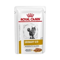 Влажный корм (пауч) для кошек Royal Canin Urinary S/O Moderate Calorie склонных к избыточному весу, при лечении МКБ в соусе, упаковка 12 шт*85 г