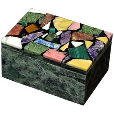 Шкатулка из змеевика и разных камней "Сундук малый" КаРо