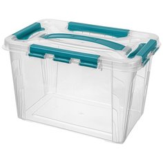 Econova Ящик универсальный с замками и ручкой Grand Box 29 х 19 х 18 см голубой