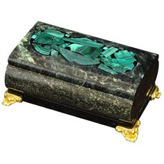 Шкатулка из змеевика и малахита на ножках КаРо