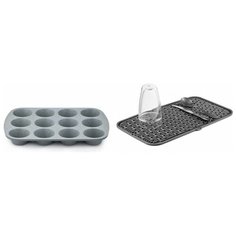 Набор: Форма для 12 маффинов Bristol 36*25.6*3.3 см + Сушилка для посуды Handy 42*25 см (с функцией подставки под горячее), 2 предмета Walmer