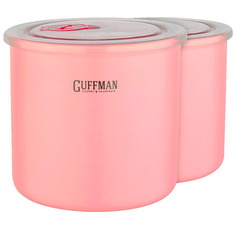 Набор керамических контейнеров c вакуумной крышкой. Guffman. Розовый, однотонный. 1 л. 2 предмета.