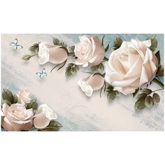 Фотообои Нежные розы/ Красивые уютные обои на стену в интерьер комнаты/ 3Д расширяющие пространство над кроватью или над столом/ На кухню в спальню детскую зал гостиную прихожую/ размер 300х180см/ Флизелиновые