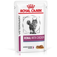 Влажный корм (пауч) для кошек Royal Canin Renal при заболеваниях почек с курицей в соусе, упаковка 12 шт*85 г