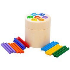 Сортер деревянный / игрушки Монтессори Бочонок сортер 21 палочка 7 цветов Эврилэнд