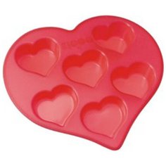 Форма для кексов силиконовая "Сердечки", 26,5x25,5х4 см (6 ячеек) Regent Inox