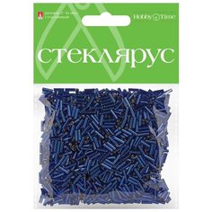 Стеклярус металлизированный, 6 мм, 60 грамм (синий №7) Альт