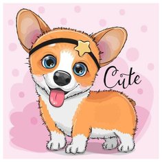 Алмазная мозаика Гранни «Корги» (полная выкладка, 20х20 см, квадратные стразы)