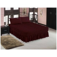 Универсальный чехол-покрывало на кровать, цвет: бордовый Karbeltex