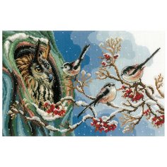 Набор для вышивания крестом Vervaco "Сова и синицы", 29x23 см, арт. PN-0157405