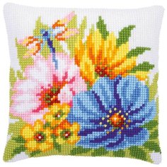 Набор для вышивания Vervaco "Подушка. Разноцветные весенние цветы", 40x40 см, арт. PN-0184985